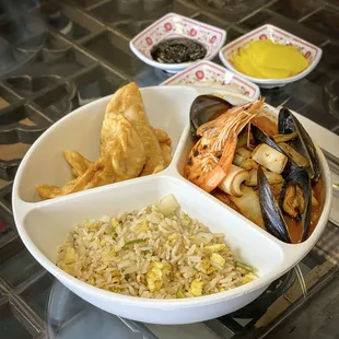 TC-4. Triple Combo- Tang Soo Yook, Yaki Mandoo, Fried Rice