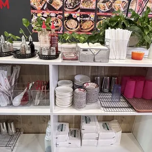Self-serve utensils and little plates