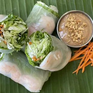 Shrimp Fresh Rolls with peanut sauce
