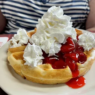 Strawberry waffle and cream
