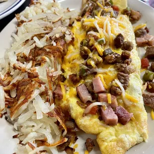 Missouri omelette and hash browns