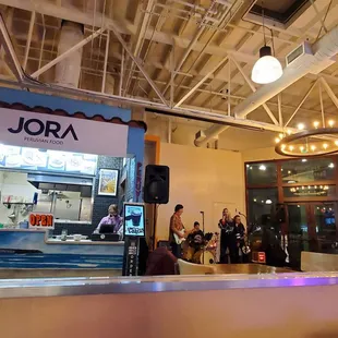 Storefront and live music in the Market Hall