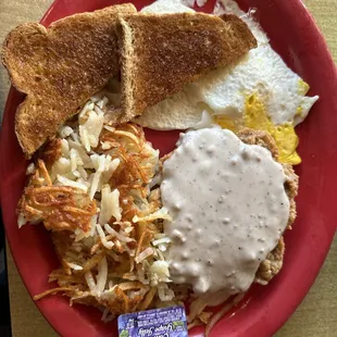 Chicken fried steak breakfast