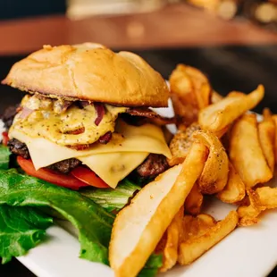 a burger and french fries