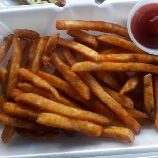 French fries with ketchup