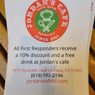 a sign for jordan&apos;s cafe