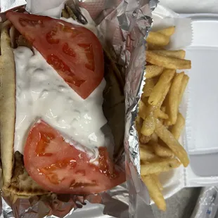 a sandwich and french fries