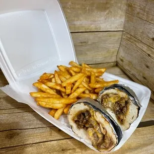 a sandwich and french fries