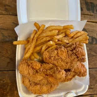 fried chicken and french fries