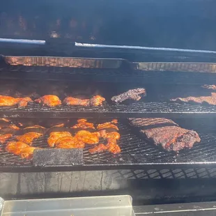Smoked chicken and ribs