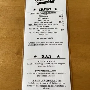 Lunch menu