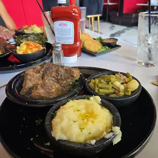 Pot roast string beans and mash potatoes.