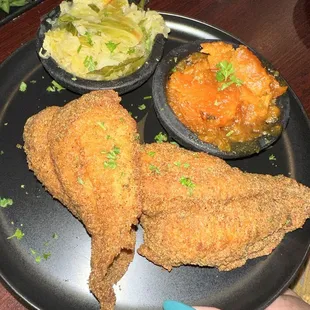 Fried Catfish with cabbage and yams