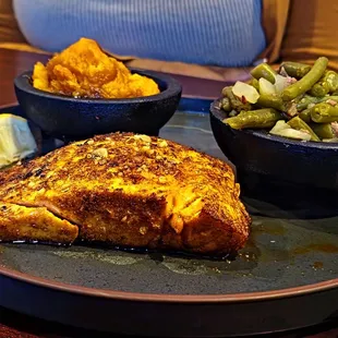 Salmon, Sweet Potatoes, String Beans