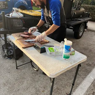 a man preparing food