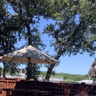 an outdoor seating area