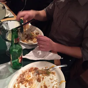 a dirty plate of food