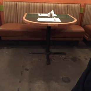 a table and booth