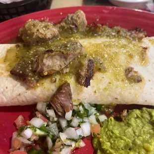 California Burrito  covered with Chile Verde‼