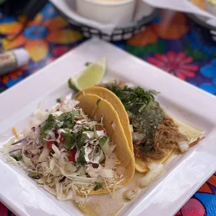 One fish taco &amp; one carnitas taco