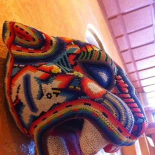 Cougar head in beads