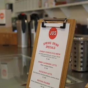 a menu on a clipboard