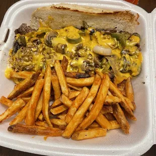 Philly cheese steak with American Cheese