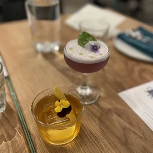 Makrut Three Ways (purple one) and Laurel Punch... both delicious