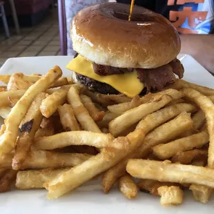 Double bacon cheeseburger (ordered without the lettuce and tomato)