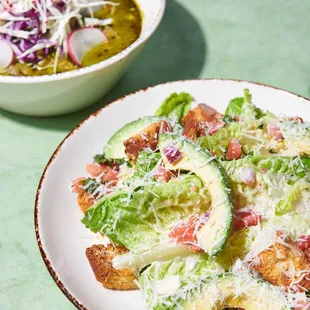 Tijuana Cesar Salad + Pozole Verde