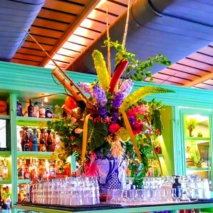 Eye catching + colorful bar area