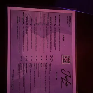 Tapas menu and paella menu