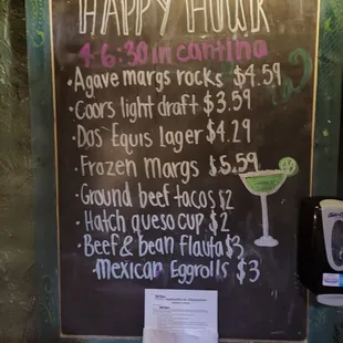 Happy hour menu