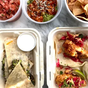 Pico, Spicy Tuna Guacamole, Brussels Sprouts Quesadilla, and Mahi Mahi Tacos all ordered for delivery