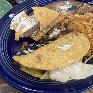 Tacos.. the grilled steak is just that.. it&apos;s not carne asada. It&apos;s. It seasoned. It&apos;s drier that dry. Shells broke 1st bite.