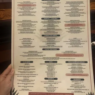 Dinner menu