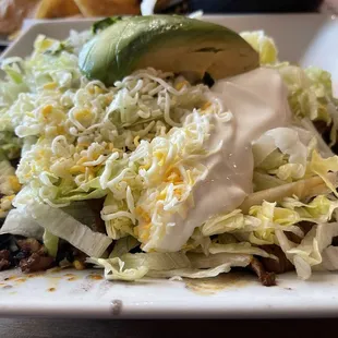 Angle shot of buritto bowl