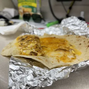 Here's another view.  Then when you close it, all you're biting is tortilla and there cheese portioning is a joke.