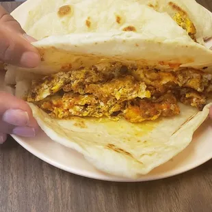 Chorizo and egg tacos, with homemade flour tortillas...