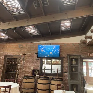 Another view of the front room. Interesting skylight blinds.