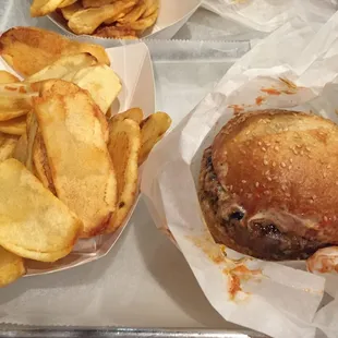 Premium burger + chips