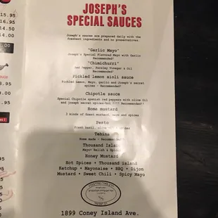 menu