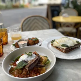 two plates of food on a table