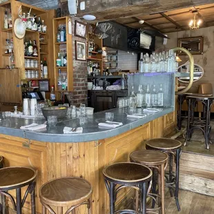 Bar seating area in the morning