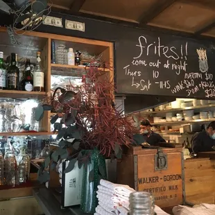 Kitchen seen from the bar.