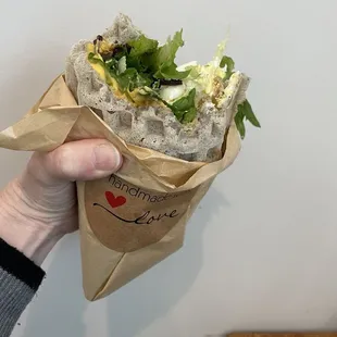 Say Fromage waffle wrap (hard boiled egg subbed for bacon)