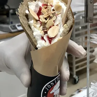 Our delicious waffle creation.