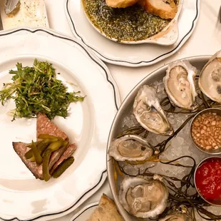 Escargot, oysters, housemade pate