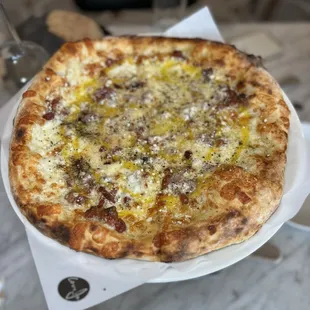 Wood Fired &quot;Cacio-Nara&quot; Pizza with Guanciale