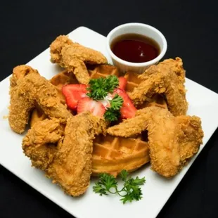 Chicken and Waffle - Waffle and 1/4 chicken or chicken wings.